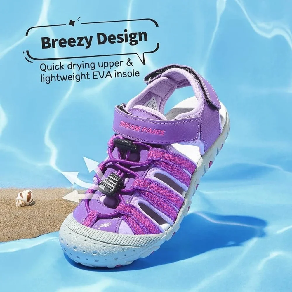 Dream Pairs Purple & Pink Kids Sport Sandals